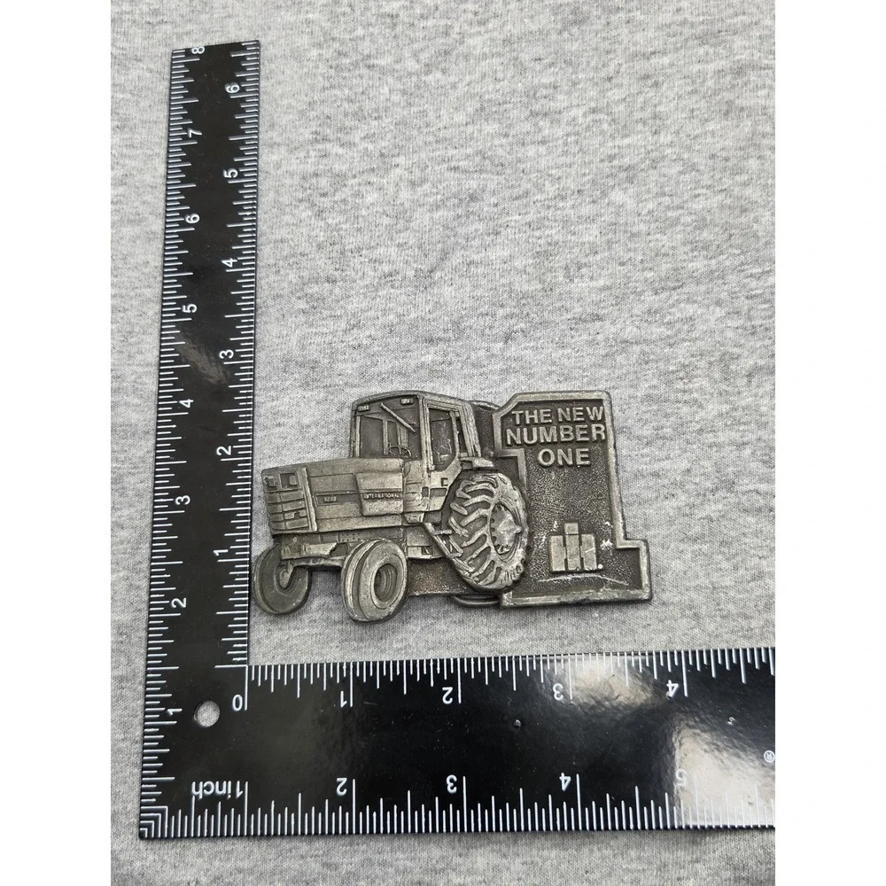 Vintage International Harvester New Number One Tractor Pewter Belt Buckle Farm